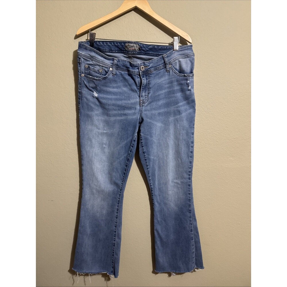 Torrid Jeans Women 14T Luxe Slim Boot Cut Denim Medium Wash Stretch Raw Hem